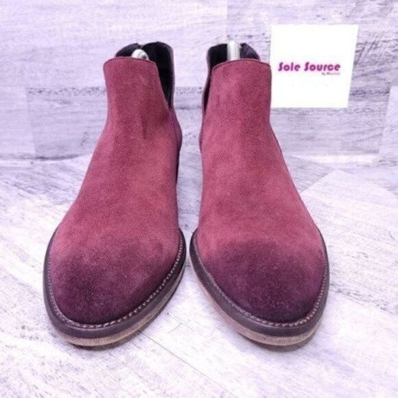 Vaneli Homer Burnished Toe Suede Ankle Boot Burgundy Red Women's 8.5 Narrow NEW - Picture 2 of 8